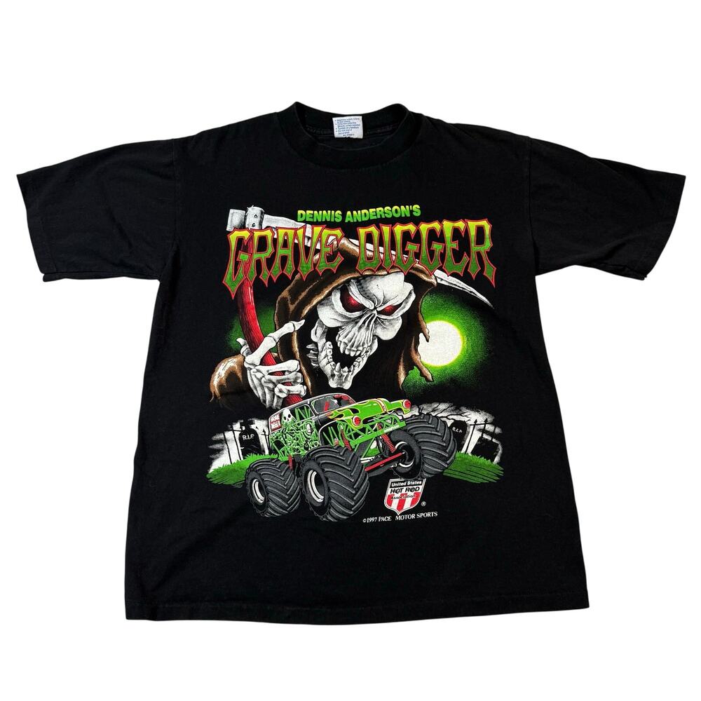 Dennis Anderson's Grave Digger T-Shirt Men's Large Black Short Sleeve